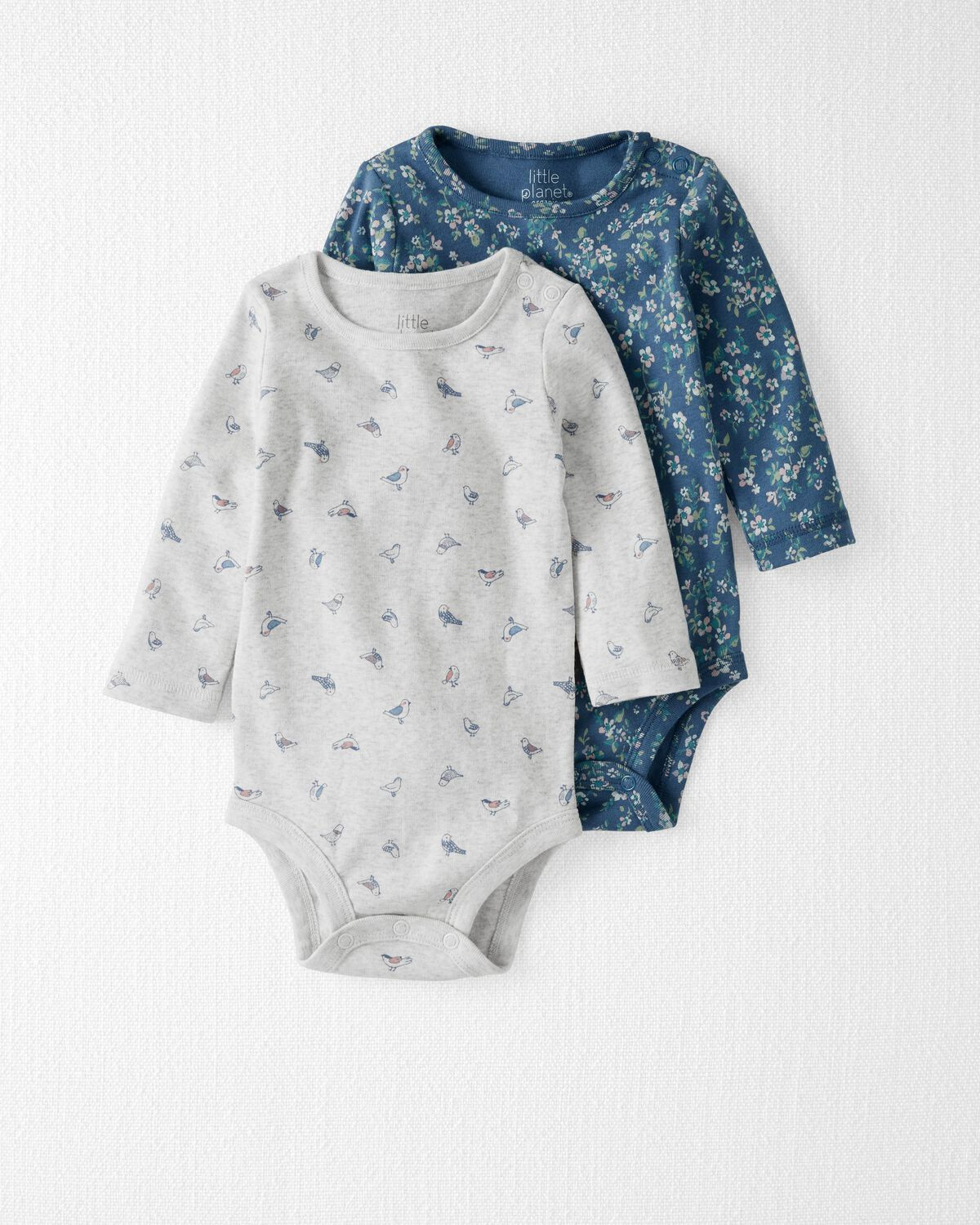 Blue Meadow, Bird Print Baby Organic Cotton 2-Pack Bodysuits | carters.com | Carter's