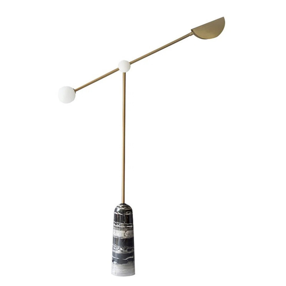 Funambulist Gold Floor Lamp With Marble Base | Minimalist Metal Frame, Warm White Light | Wayfair North America