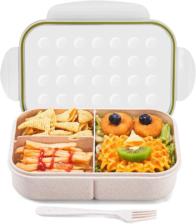 MISS BIG® Bento Lunch Box for Kids, 1150ml, 3 Compartments, White | White kids bento lunch box f... | Amazon (US)