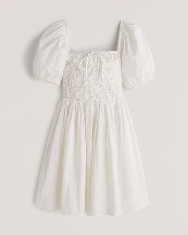 Abercrombie & Fitch Women's Smocked Bodice Mini Dress in White - Size XL | Abercrombie & Fitch (US)