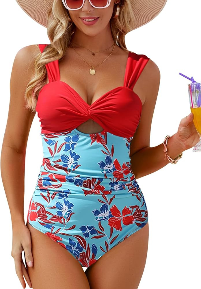 VIMPUNEC Women One Piece Tummy Control Swimsuit High Waisted Bathing Suit Cut Out Swimwear | Amazon (US)