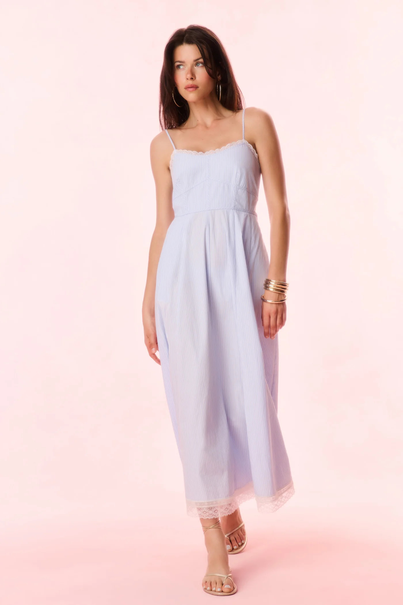 Sandara Cotton Pinstripe Midi Dress | LoveShackFancy