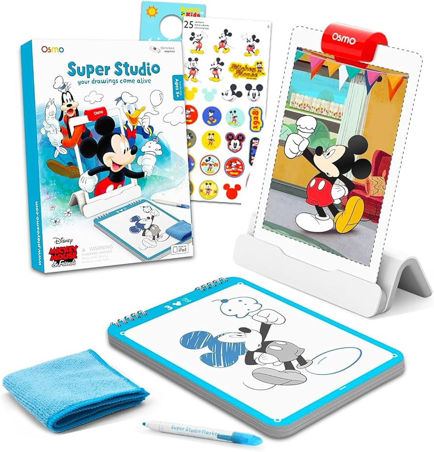 Osmo Super Studio Mickey Mouse Drawing Set - Bundle with Osmo Base, Mickey and Friends Learn to D... | Amazon (US)