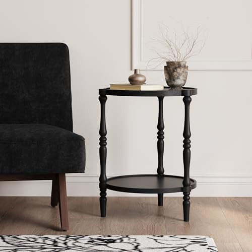 Accent Wood End Table, 2-Tier Round Bedside Table, Natural Side Table Nightstand for Family, Bedr... | Amazon (US)