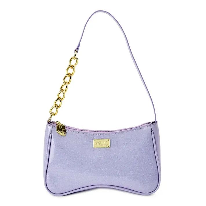 Luv Betsey by Betsey Johnson Women's Adult Patent Glitter Shoulder Bag with Chain Strap Lavender | Walmart (US)