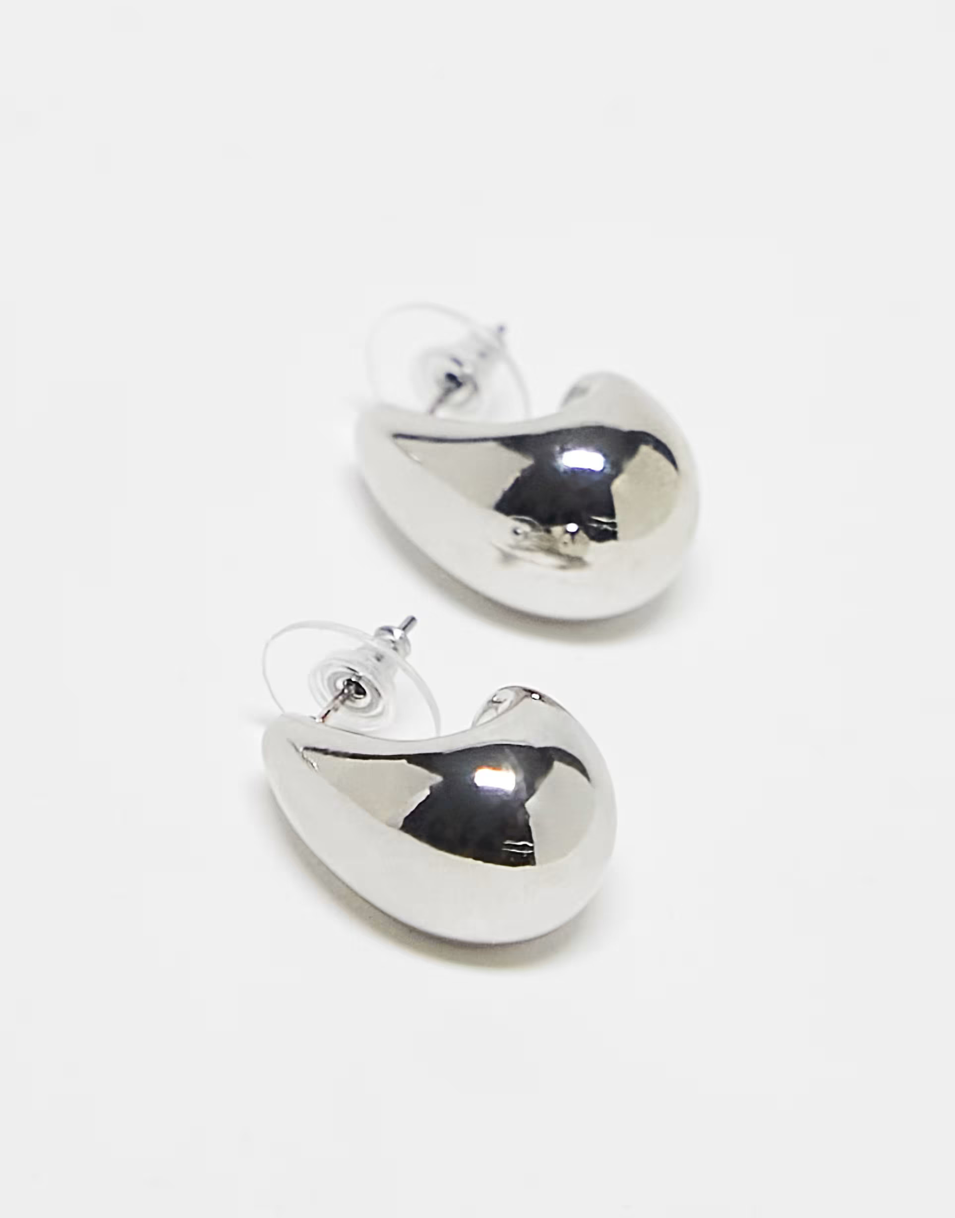 ASOS DESIGN pack of 3 hoop earrings with wide sleek design in silver tone | ASOS (Global)