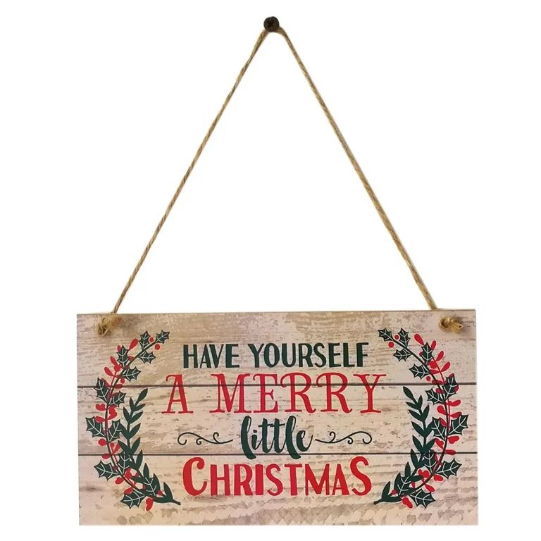 Have Yourself a Merry Little Christmas Wood Plank Design Hanging Sign Holiday Door Decoration Woo... | Walmart (US)