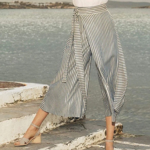 EVA FRANCO x Anthro Blake Palazzo Wide Leg Pants In Gibson Stripe Size 4 | Poshmark