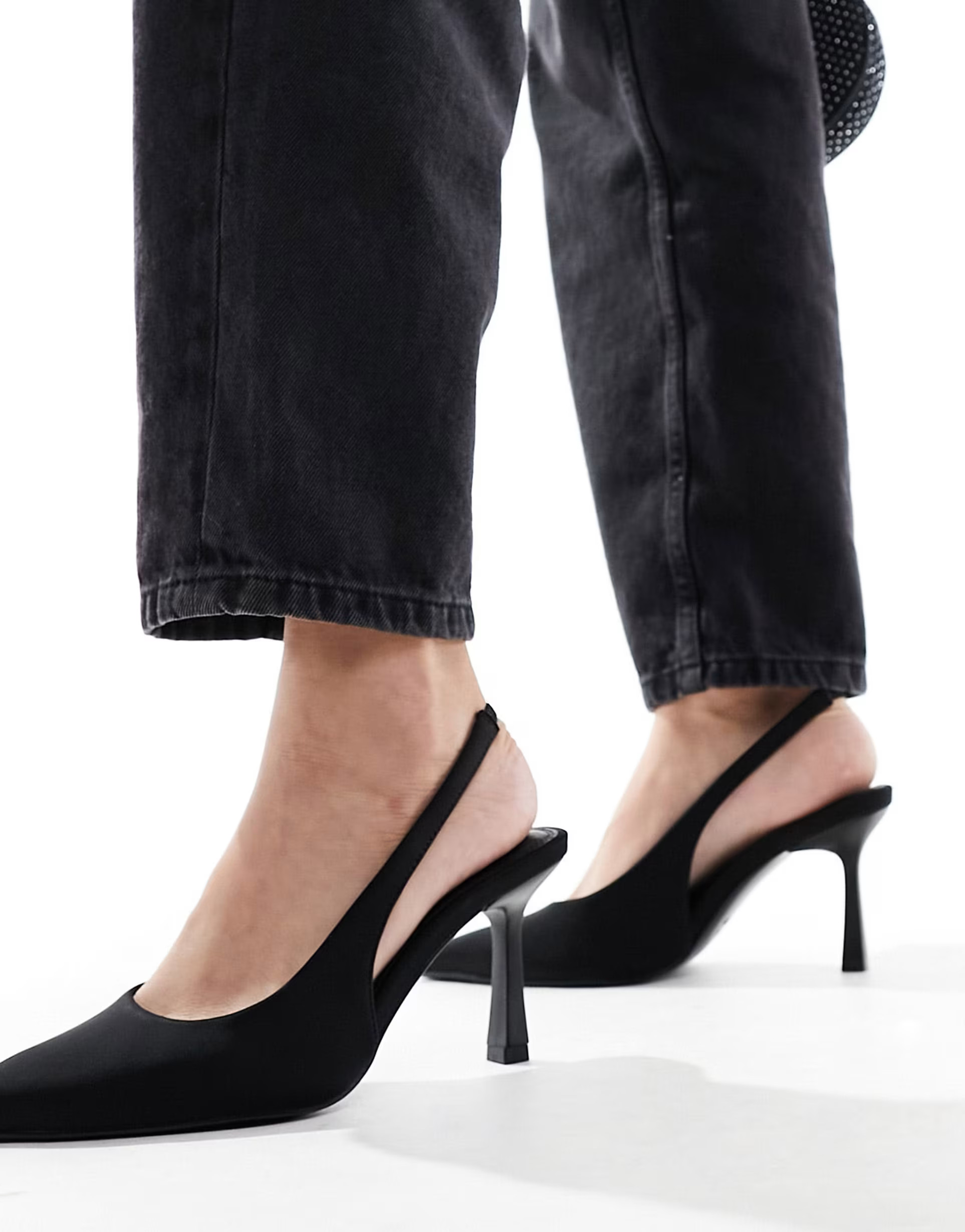 ASOS DESIGN Salty slingback stiletto mid shoes in black | ASOS | ASOS (Global)