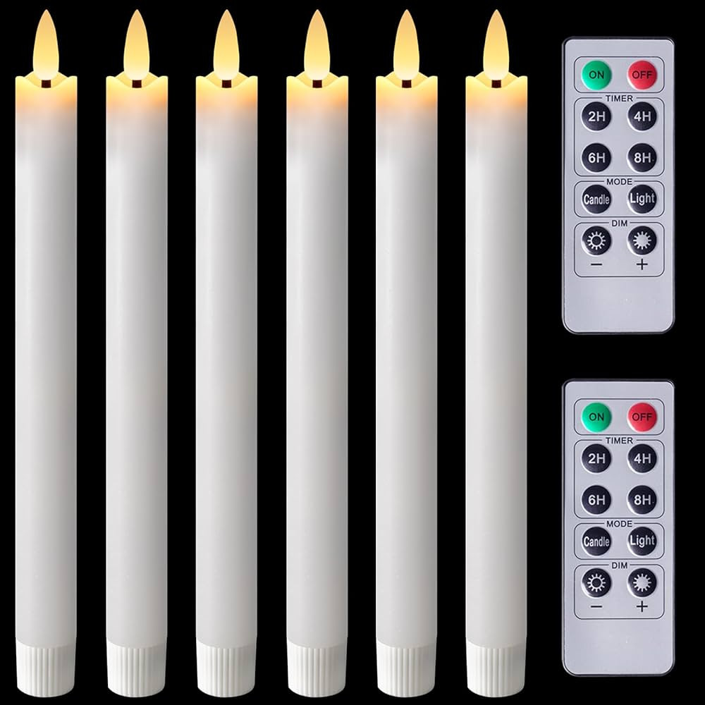 Homemory Waxy Flameless Taper Candles with Remote Timer Dimmer, Battery Operated Candlesticks Fli... | Amazon (US)