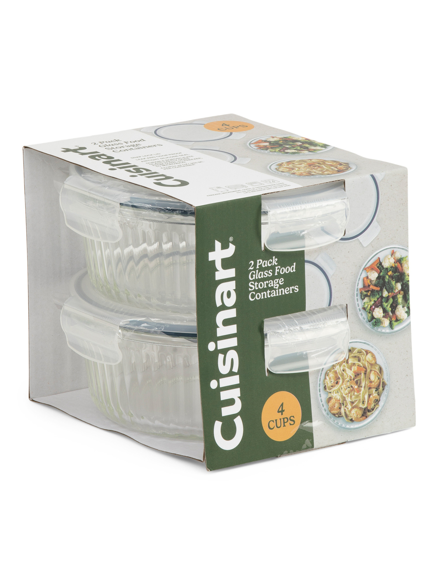 2pk Round Fluted Glass Food Storage Containers | TJ Maxx