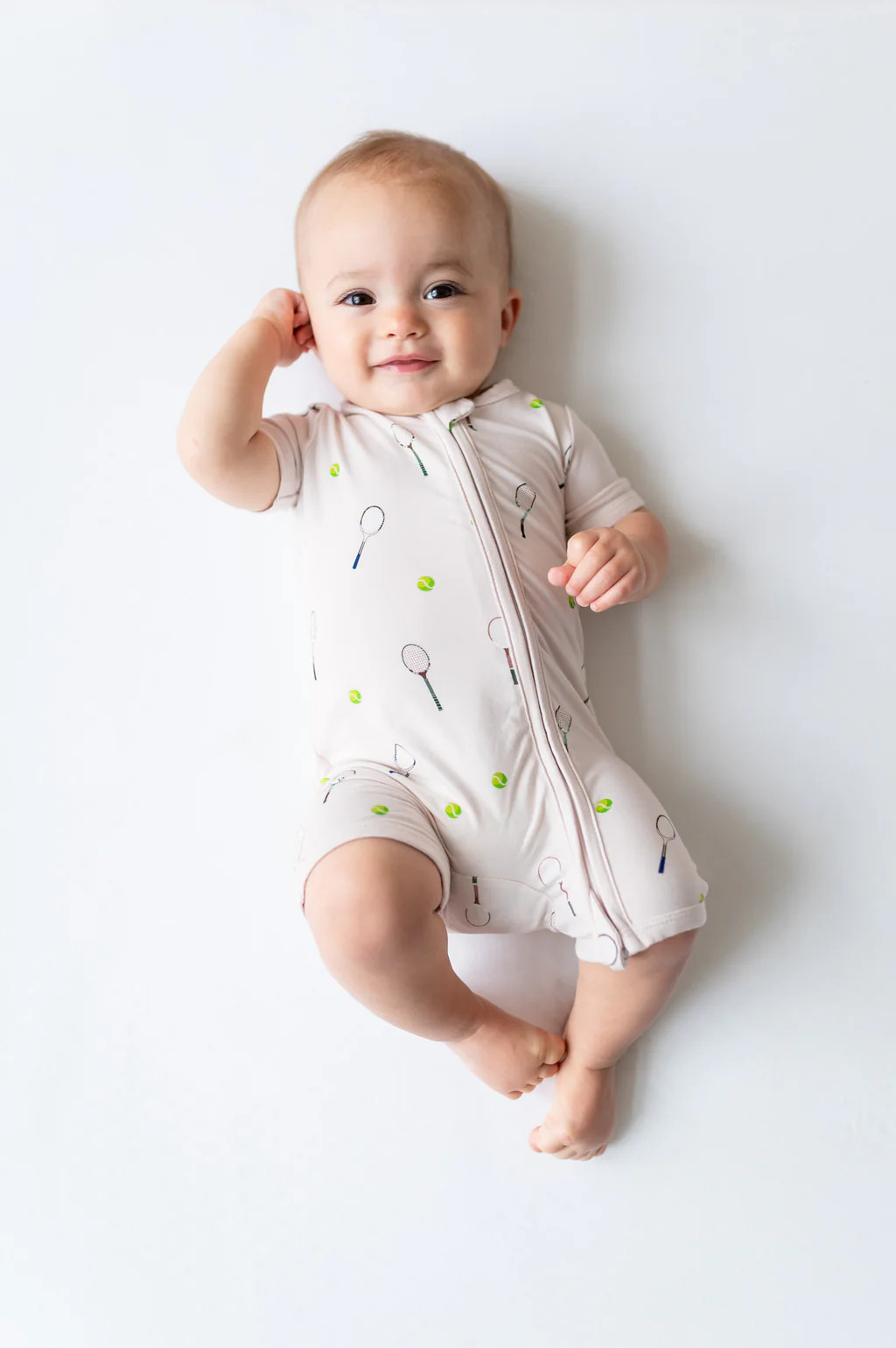 Zipper Shortall Romper in Tennis | Kyte Baby