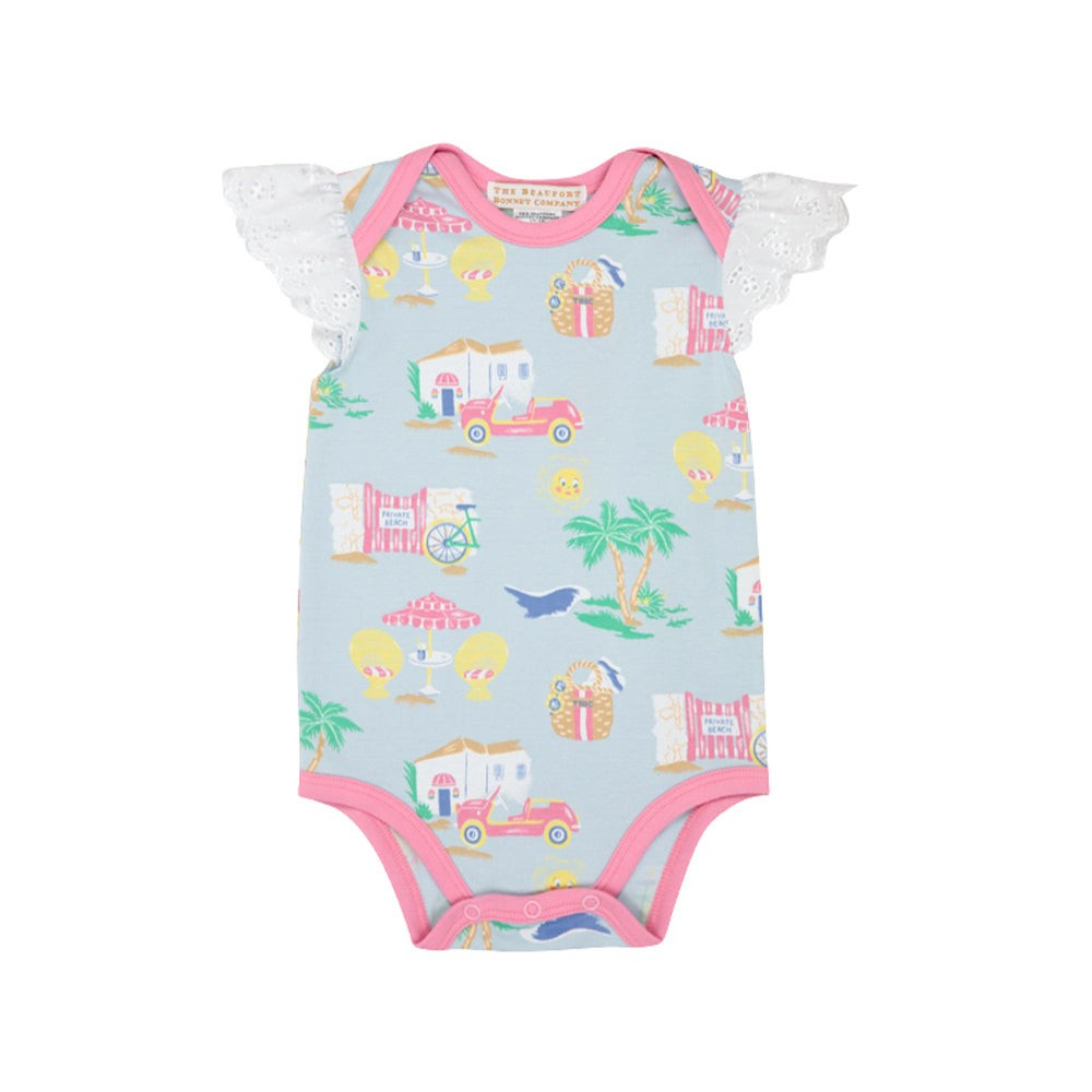 Wendy Onesie - Bahama Bound (Girl) with Hamptons Hot Pink | The Beaufort Bonnet Company