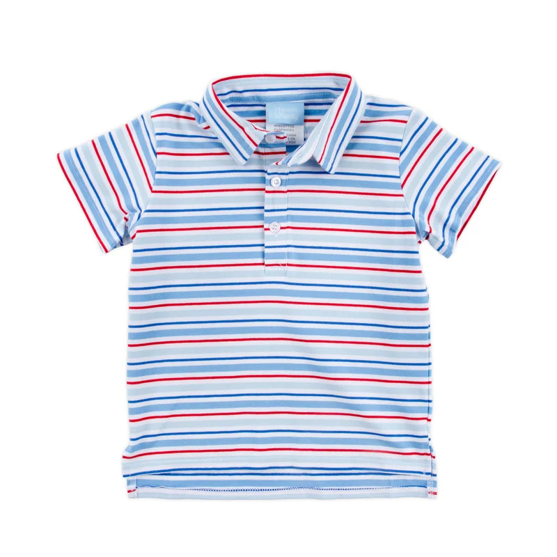 Red & Blue Stripe Knit Polo Shirt | Classic Whimsy