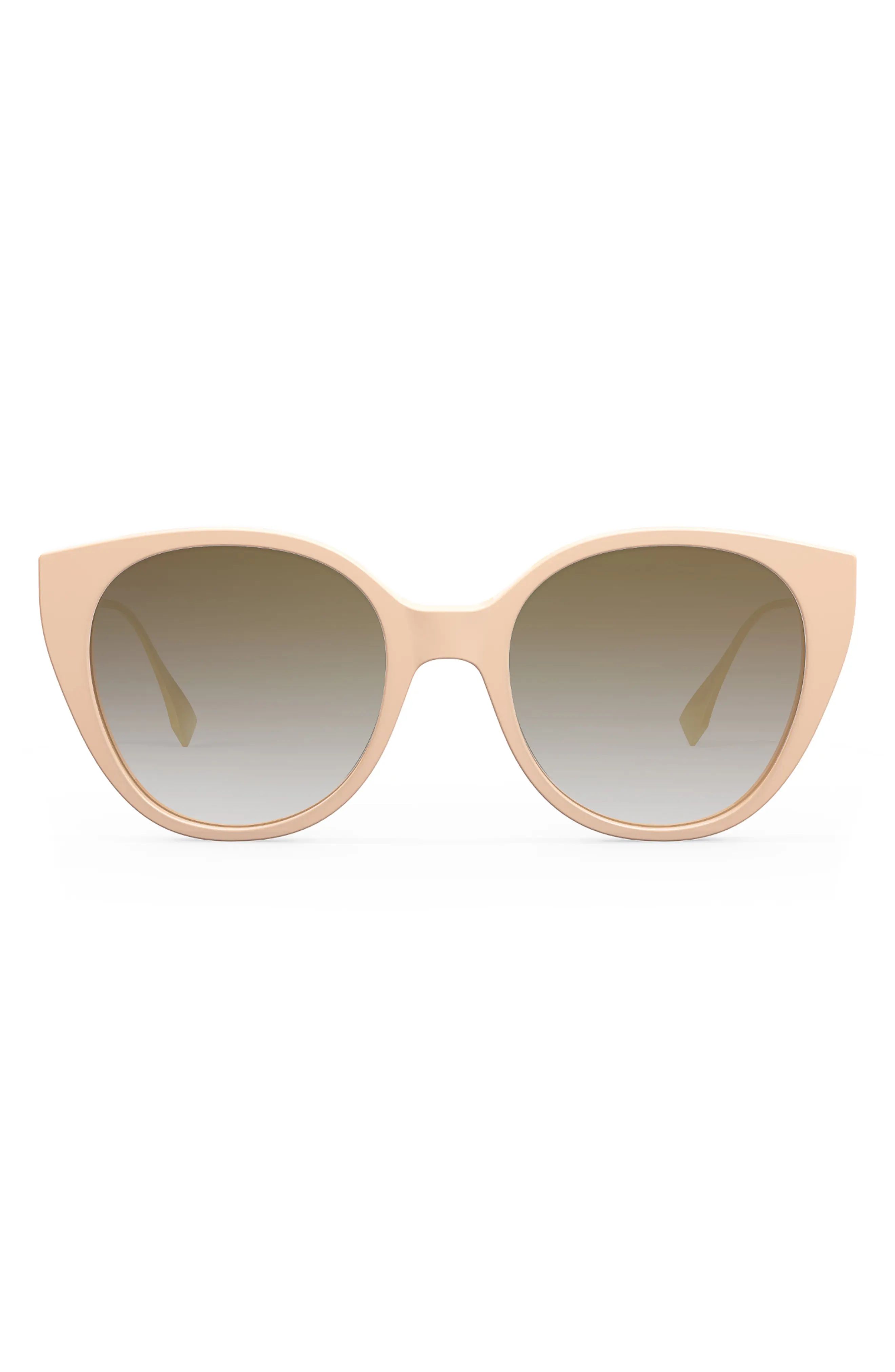 Fendi Baguette Cat Eye Sunglasses in Shiny Pink /Gradient Brown at Nordstrom | Nordstrom