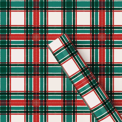 30" 90 sq ft Christmas Roll Wrap Red/White/Green Plaid - Wondershop™ | Target