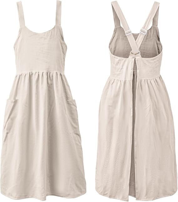 Uaussi Cotton Linen Apron Cross Back Work Apron for Women with Pockets Pinafore Dress X Cross Hal... | Amazon (US)