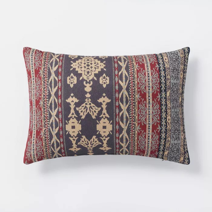 Oversized Woven Pattern Lumbar Throw Pillow Blue/Burgundy - Threshold™ designed with Studio McG... | Target
