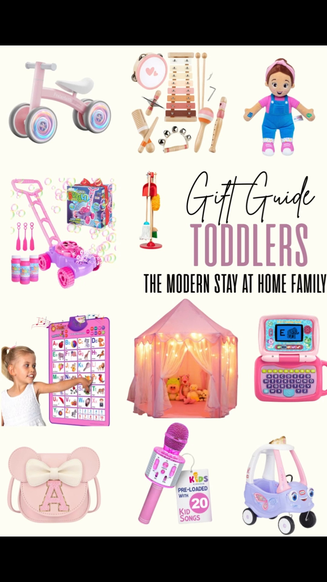  Toddler Christmas Gift Guide 🎄✨
The best toddler toys for Christmas 2025! These toddler gift ideas are perfect for ages 1–3 and full of educational, creative, and fun toys your little one will love. From balance bikes and musical instruments to play tents, learning laptops, bubble mowers, and pretend cleaning sets — these toddler gifts inspire learning through play. Perfect toddler girl and boy gifts for Christmas, birthdays, or any occasion!

toddler toys, gift guide, christmas gifts, toddler gift ideas, educational toys, holiday gifts, learning toys, modern stay at home family, toddler fun, preschool toys, playtime, christmas for kids

#LTKGiftGuide #LTKCyberWeek #LTKKids