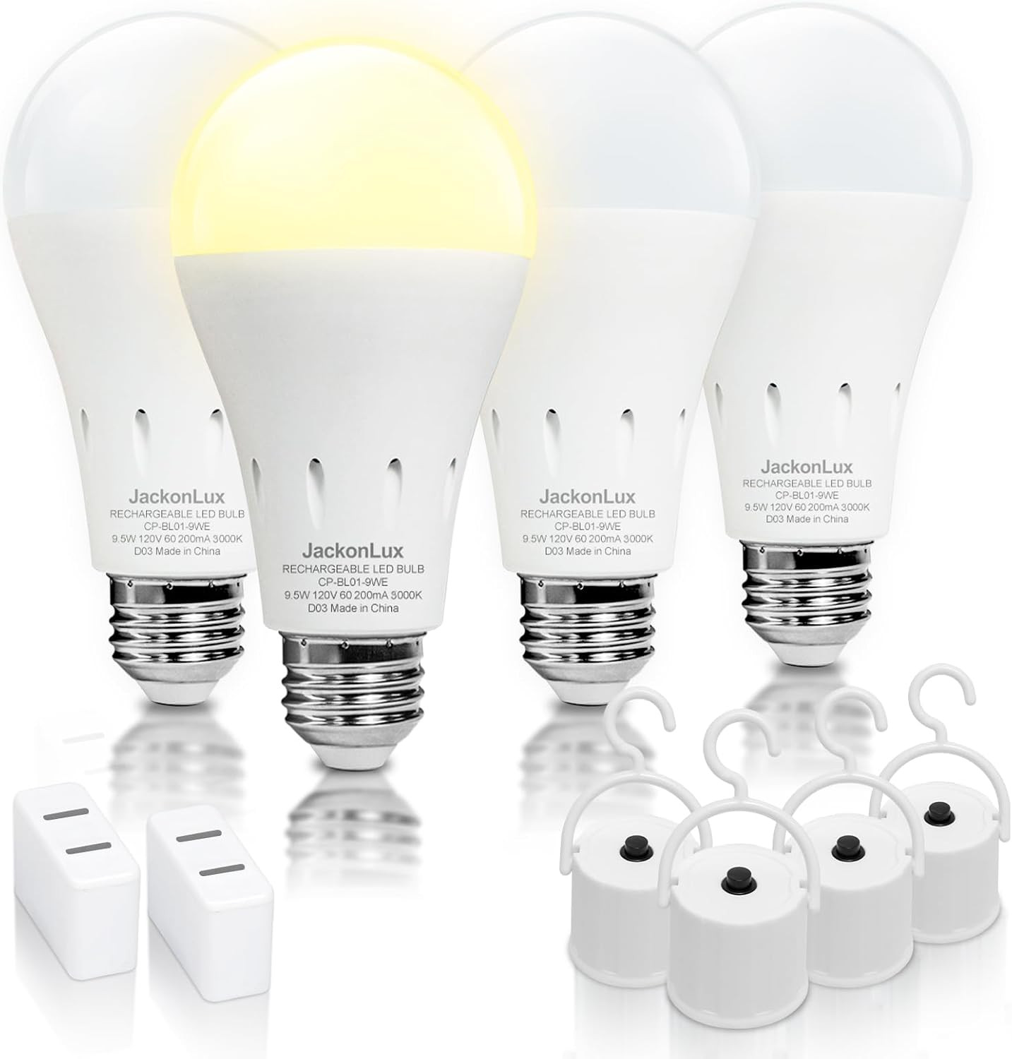 4 Pack Rechargeable Emergency Light Bulbs, Battery Operated Light Bulb | Amazon (US)