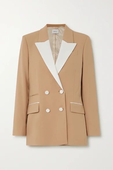 Racil - Two-tone Double-breasted Twill-trimmed Wool-blend Blazer - Tan | NET-A-PORTER (US)