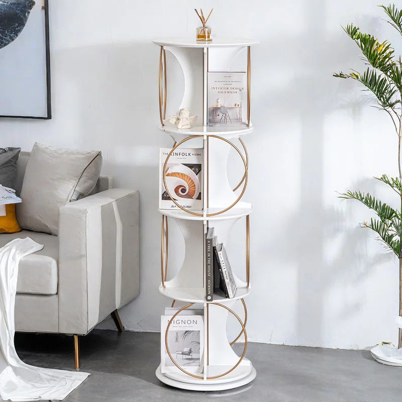 4-Tier Modern Style Rotating book Shelf | Wayfair North America