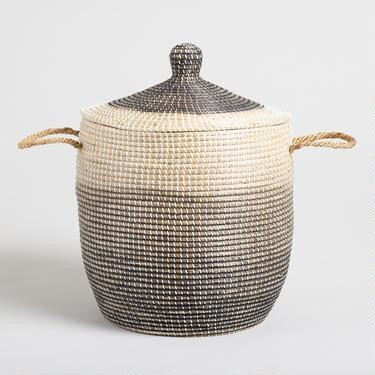 Amelia Ombre Seagrass Tote Basket With Lid | World Market