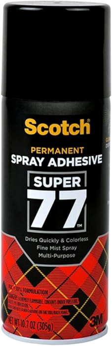 Scotch Super 77 Multipurpose Adhesive Spray, Bonds to Fabric, Cardboard, Plastic, Metal, Wood, Fe... | Amazon (US)
