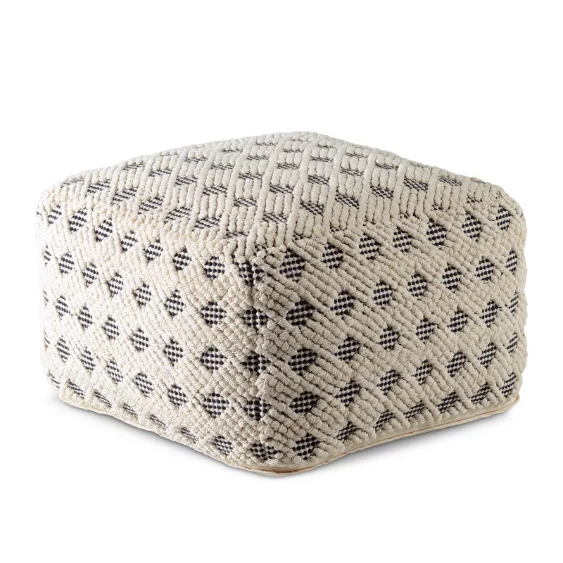 Kodi Square Pouf Ottoman Black/Off White - Steve Silver Co. | Target