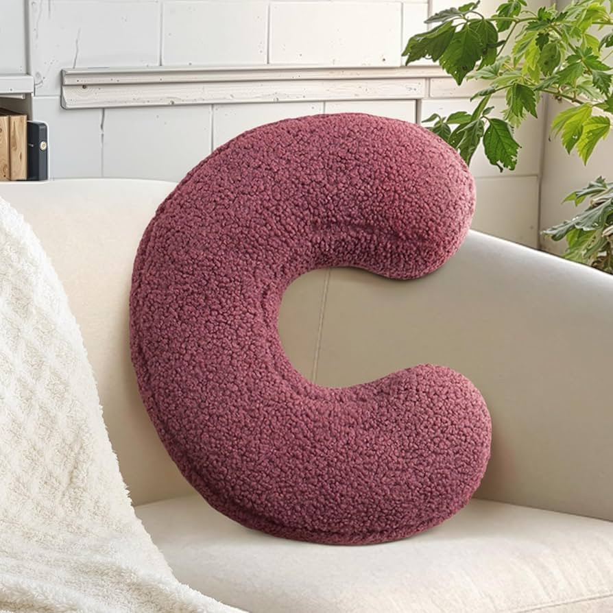 huraty Lambs Wool Letter Pillow Alphabet C Decorative Throw Pillow Soft Plush Cushion Novelty Nur... | Amazon (US)