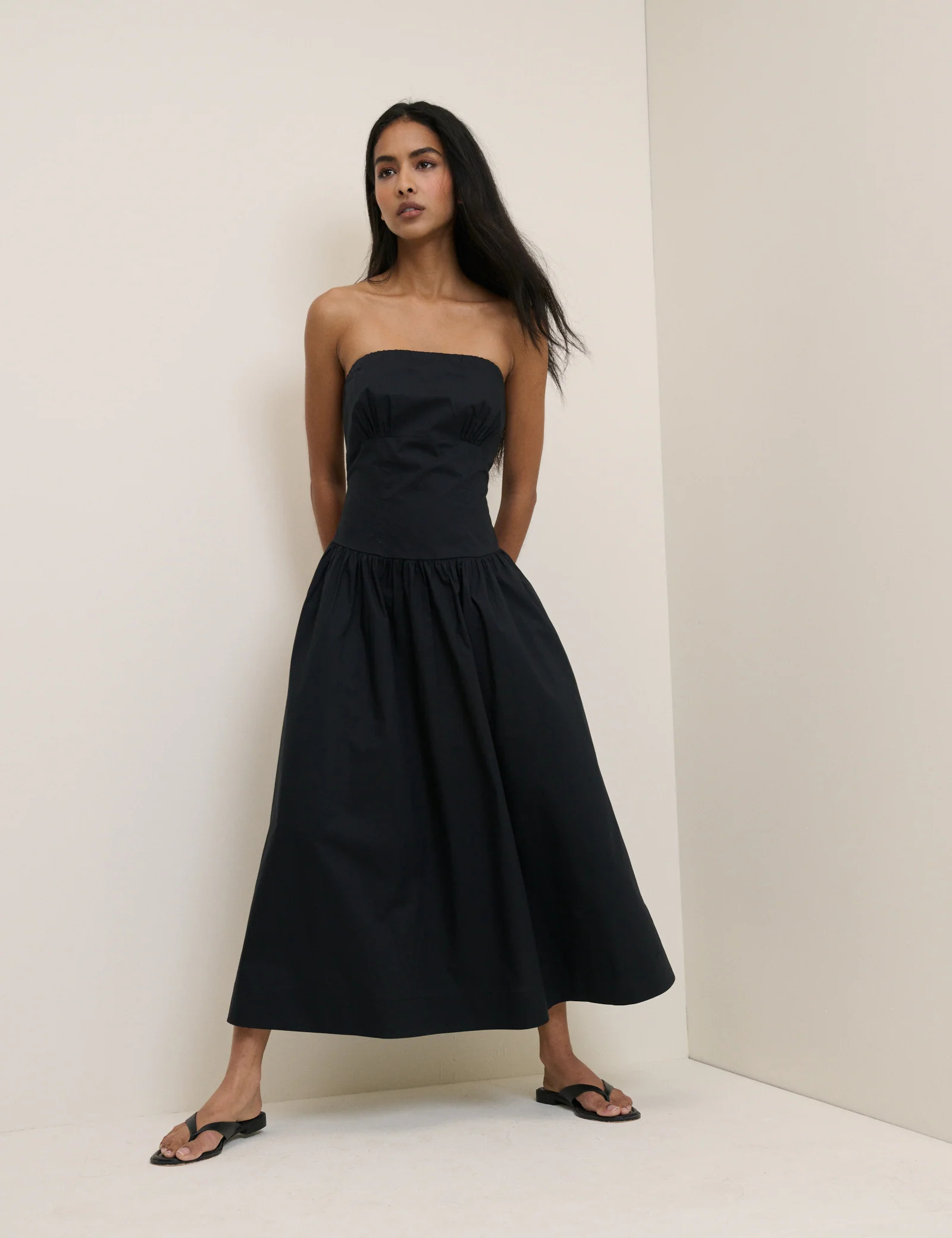 Black Panelled Bandeau Amana Midi Dress | Nobody's Child