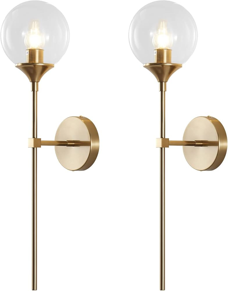 KCO Lighting Gold Globe Wall Sconce Mid Century Modern Glass Wall Light Fixtures Bathroom Mirror ... | Amazon (US)