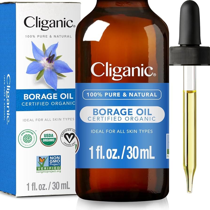 Cliganic Organic Borage Seed Oil for Face, 100% Pure (1oz) - Natural Non-GMO Cold Pressed | Amazon (US)