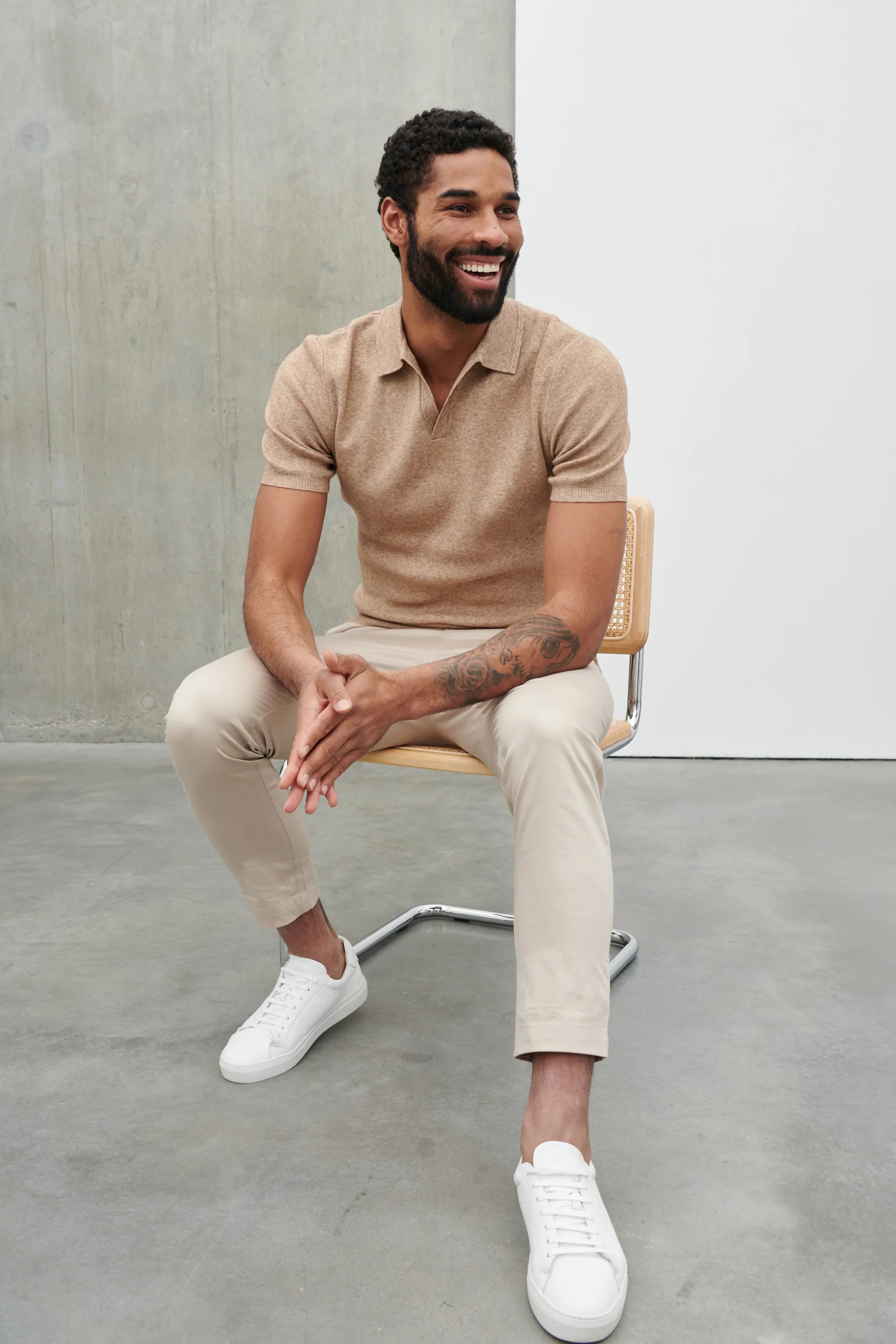 Corey Short Sleeve Knit Polo - Brown Marl | NOBL
