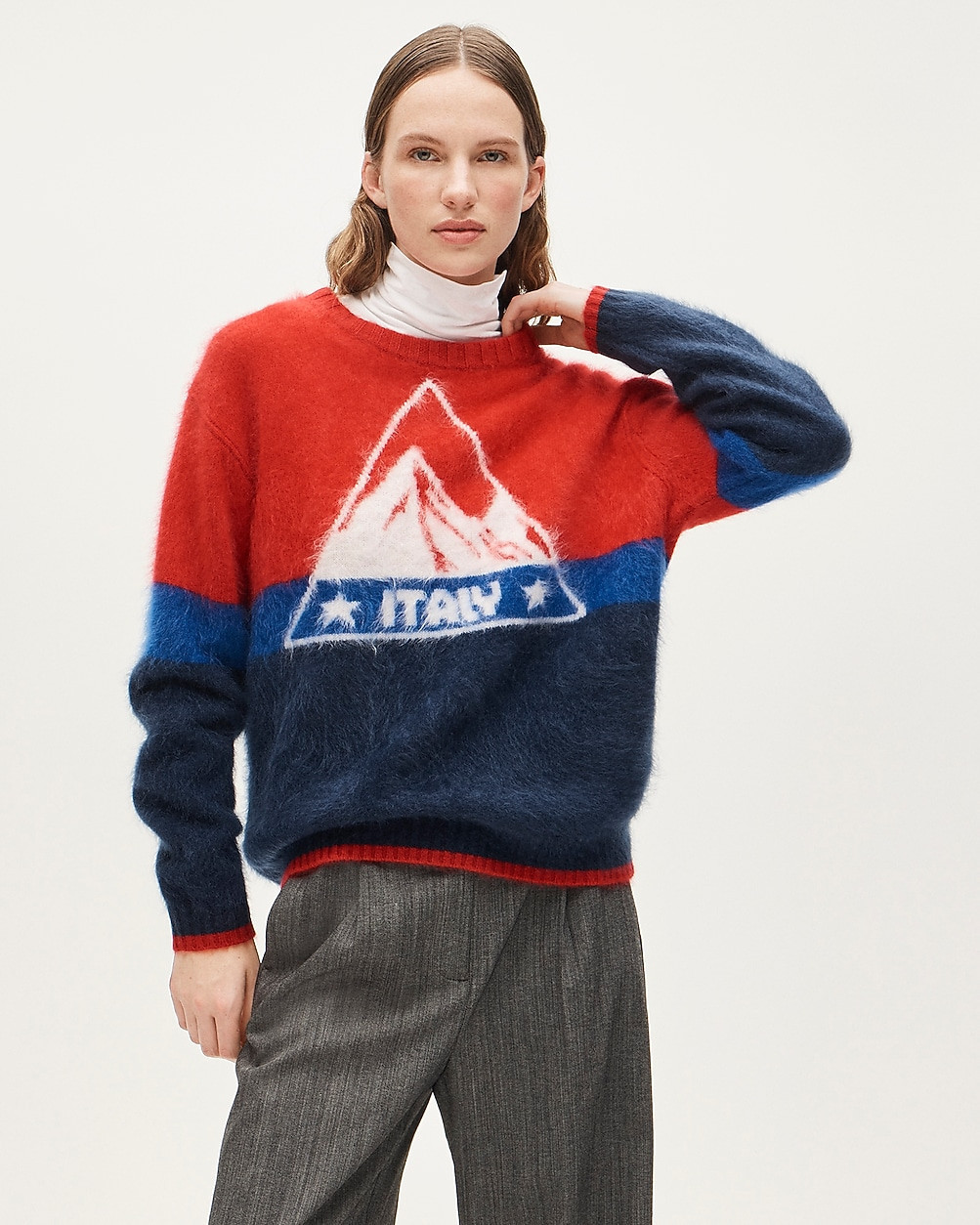 U.S. Ski & Snowboard by J.Crew graphic crewneck sweater in brushed cashmere | J. Crew US