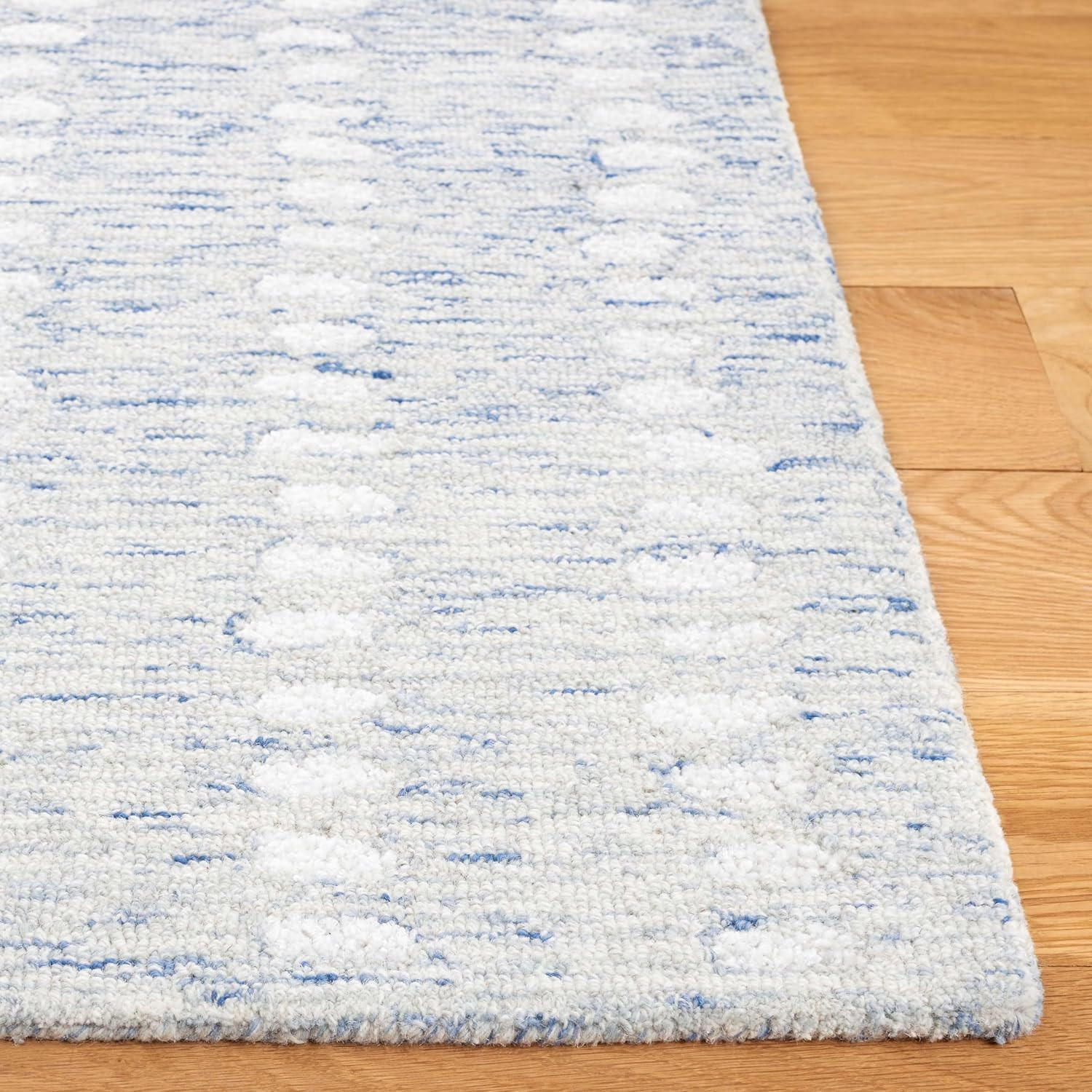 SAFAVIEH Abstract Collection Area Rug - 5' x 8', Blue & Ivory, Geometric Design, Handmade Wool Blend, Ideal for The Living Room, Bedroom, Dining Room (ABT498M-5) | Amazon (US)