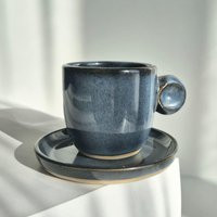 Handmade Blue Ceramic Espresso Cup & Saucer Set, No Extra Fees For Us | Etsy (US)