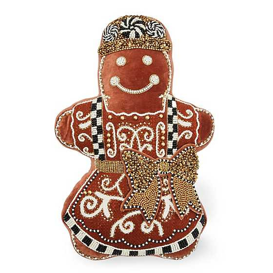 Gingerbread Girl Shaped Throw Pillow | MacKenzie-Childs