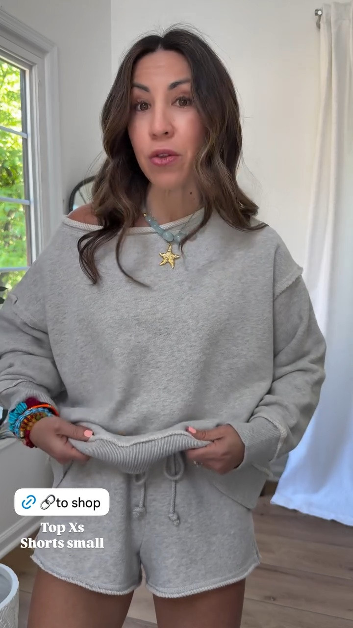Shorts small. Sweatshirt XS.

#LTKOver40 #LTKSaleAlert