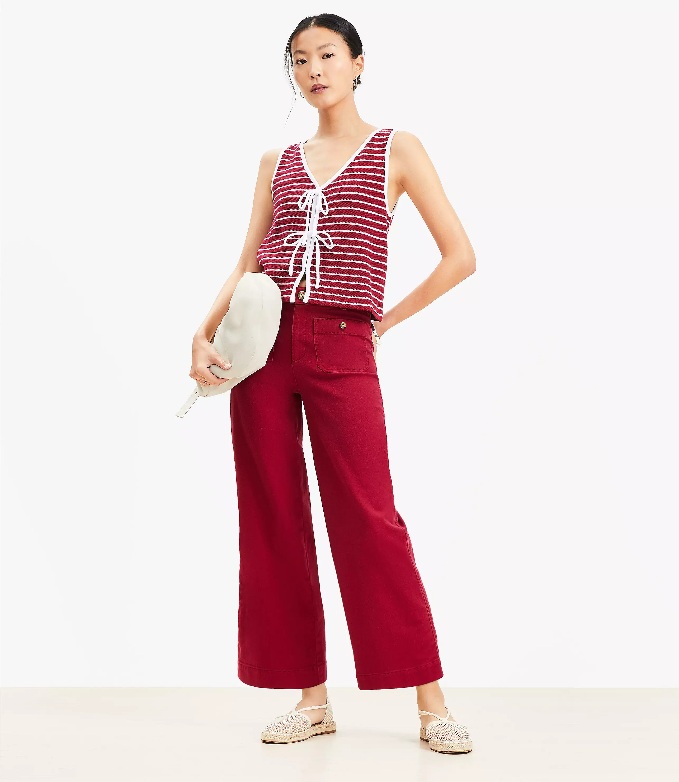 Palmer Wide Leg Crop Pants in Twill | LOFT