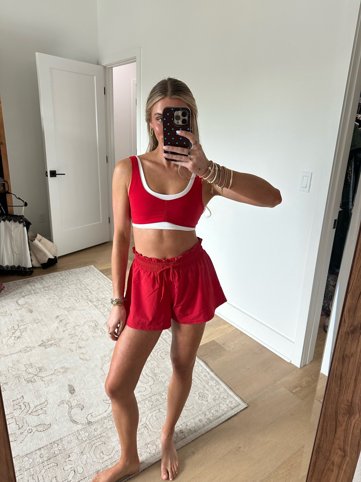 My workout set is @abercrombie . YPB studioFLEX Double-Layered Sports Bra size xs. Our slim-fitting sports bra in our studioFLEX active fabric. Our studioFLEX fabric is lightweight, buttery soft and nonrestrictive providing a barely there feel, it moves with you during low impact activity and is also great for all-day wear. Features on-trend double-layer detail and removable pads. YPB motionTEK High Rise Lined Running Short size xs. Our high rise 3 inch (7 cm) active workout shorts in our lightweight, drapey motionTEK fabric. Designed to move with you, our motionTEK fabric is lightweight, stretchy and breathable. Features a non-restrictive short liner, a tall, stretch channeled waistband with functional drawcords, a flirty leg opening for mobility and pockets

#LTKootd #LTKfitnessgoals #LTKActive