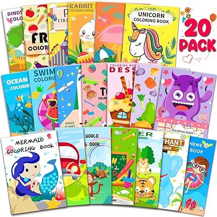 20 Pack Coloring Books for Kids Ages 2-4, 4-8, 8-12 Birthday Party Favors Gifts Includes Unicor... | Amazon (US)
