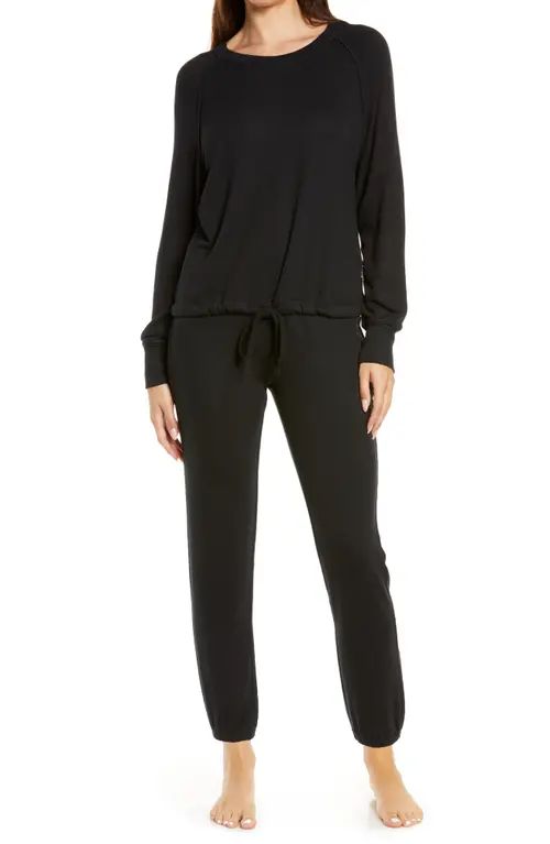 UGG(r) Gable Brushed Drawstring Pullover & Joggers Lounge Set in Black at Nordstrom, Size Small | Nordstrom