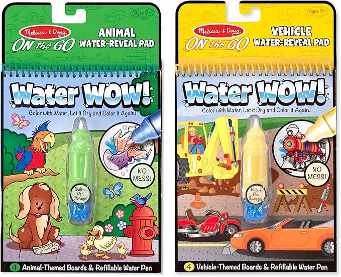 Melissa & Doug On the Go Water Wow! Reusable Water-Reveal Activity Pads, 2-pack, Vehicles, Animal... | Amazon (US)