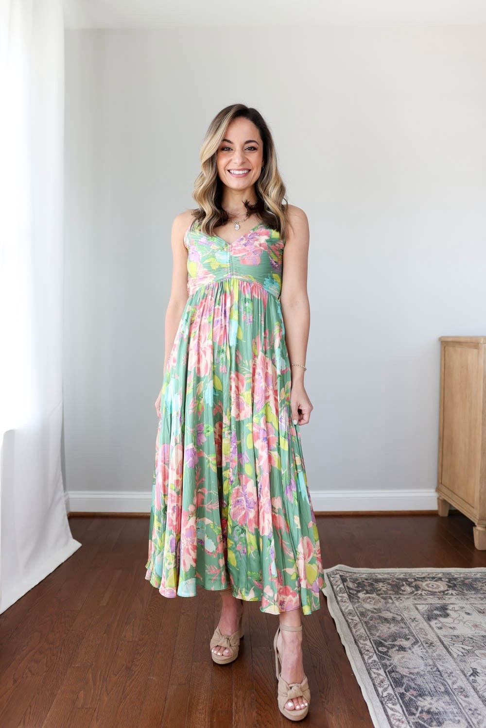 She’s back! This ASTR dress is so pretty for spring events or as a wedding guest. 

It has adjustable straps which helps make it petite friendly.

Sizing: xs 

#LTKPetite #LTKWedding