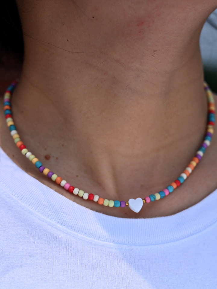 MM Kunstmatige Turquoise Kraal Choker Shell Hart Ketting voor Vrouwen Yoga Kralen Goedkope Boho C... | SHEIN