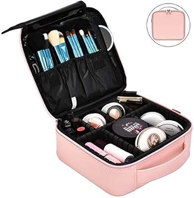 NiceEbag Makeup Bag Travel Cosmetic Bag for Women Cute Makeup Case Large Leather Cosmetic Train C... | Amazon (US)