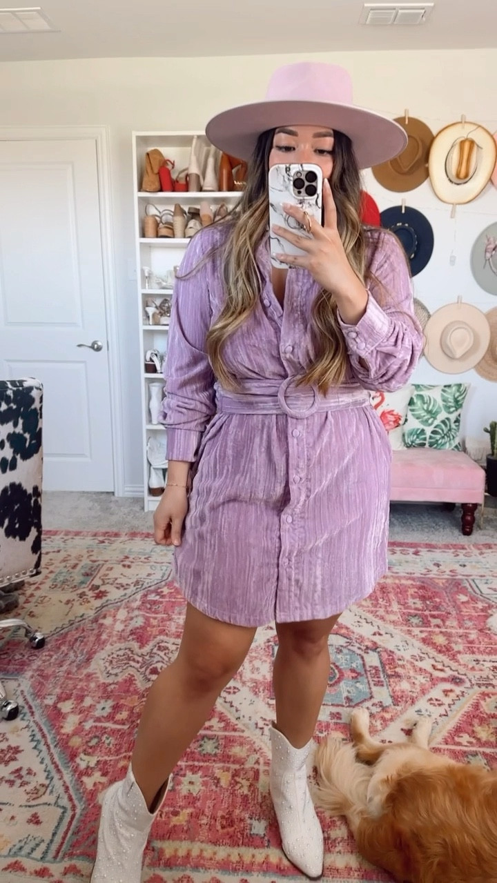 Everyday Essential Lilac Dress - wearing large but could have fit in the medium as well because of the adjustable belt

Red dress haul, fall wedding guest dress, fall wedding guest outfit, fall outfits, teacher outfits, fall dresses, country concert outfit, work outfit, lavender dress, lilac dress, velvet dress, button down shirt dress, fall family photoshoot outfit, fall family photo dress, fall outfit, fall dress, Nashville outfit, Nashville dress, barbie outfit, barbie dress, white western boots, white cowboy boots, pearl western boots, pearl cowboy boots, Betsey Johnson Emory Rhinestone Western Boot 

#LTKfindsunder100 #LTKSeasonal #LTKmidsize
