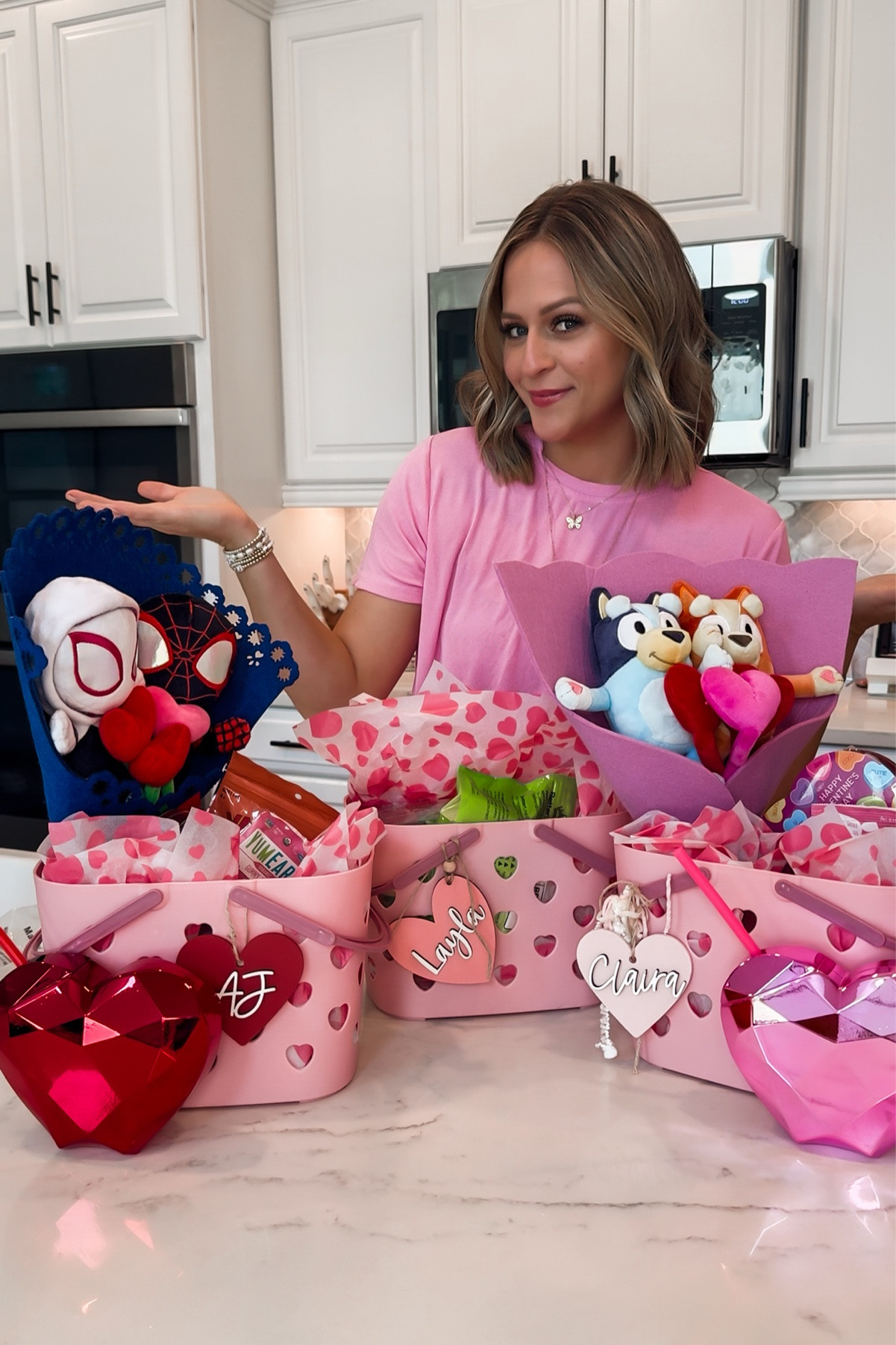 Valentine baskets for my 3 under 5! 2 toddlers & baby! Linked all I could and some the simple ideals! 💕 also $10 off my pink comfy lounge set code KARA91456

#LTKStyleTip #LTKSeasonal #LTKFamily