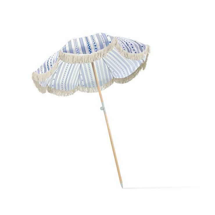 MINNIDIP 7' x 6.5' Beach Umbrella - Nautical Stripes | Target